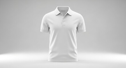 A clean white polo shirt, a classic and versatile piece of mens casual wear, displayed on a plain background for easy use in design projects mockup