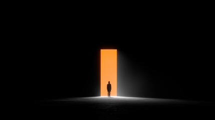 glowing doorway figure in darkness symbolizing inner choice and emotional awakening