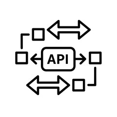 RESTful API Icon with connected modules and arrows illustrating flow,for presentations, UI/UX design, applications and websites, development