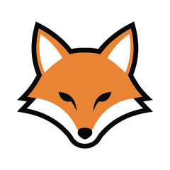 Obraz premium Stylized orange fox face with black outline and white accents animal head