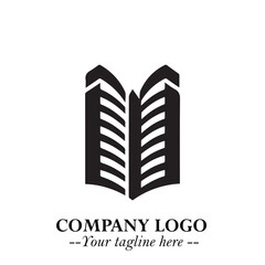 Building Logo Symbol in Black on the White Background with Modern Minimal Architecture Design
