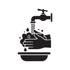 "Hand Hygiene and Washing Line Icon"