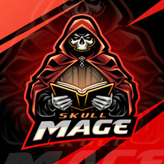 Skull mage esport mascot logo design