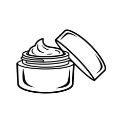 Cosmetic Cream Jar Outline Vector Illustration – Beauty Product Icon
