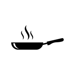 Hot Frying Pan with Steam Silhouette Vector Illustration