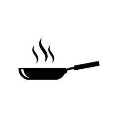 Hot Frying Pan with Steam Silhouette Vector Illustration