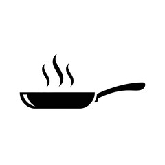 Hot Frying Pan with Steam Silhouette Vector Illustration