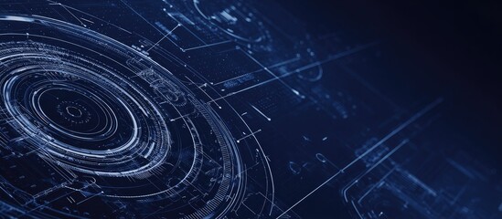 Abstract technology design featuring circular patterns & lines in blue