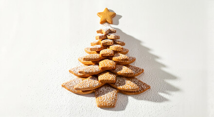 Decorative Christmas tree made of cookies for holiday baking, festive displays and culinary blogs