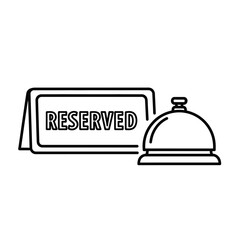 Reserved Sign and Service Bell Outline Vector – Hotel Reception Icon