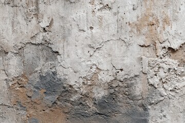 Naklejka premium Close-up of a weathered wall with peeling paint and grime, textured industrial backdrop