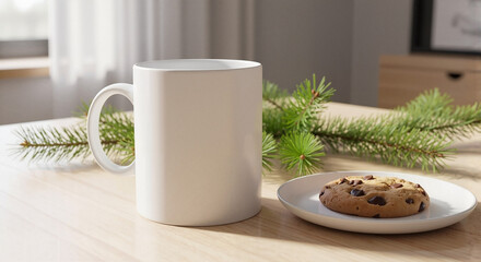 Blank mug mockup for Christmas gifts, marketing, and promotional campaigns