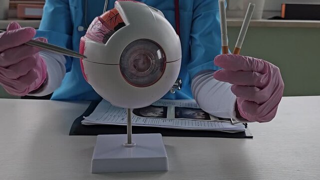 Smoking affects eye health concept. Cigarettes and the anatomy of the eye