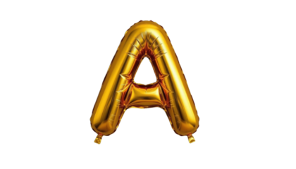 Celebratory event golden balloon letter a festive atmosphere party decor colorful background close-up perspective