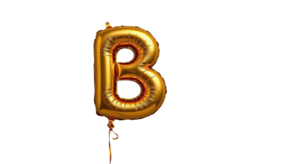 Celebratory balloon decoration event venue image of gold b balloon festive atmosphere close-up view celebration concept