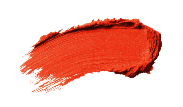 Coral-red makeup smear on black