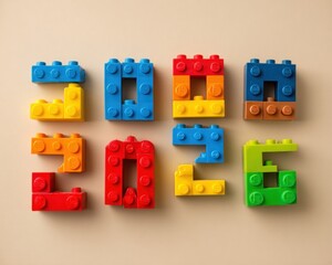 Fototapeta premium Colorful Lego Numbers Displaying Year 2026