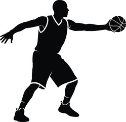 Naklejka premium Silhouette of a basketball player dribbling the ball