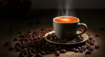 Fototapeta premium cup of coffee with beans