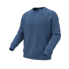 A Detailed Blue Knitted Cable Knit Sweater With Long Sleeves Showcasing Intricate Texture And Warmth Presented On A Transparent Background