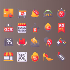 Black Friday Shopping Icon Set