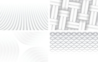 White Abstract 3D Pattern Background Set