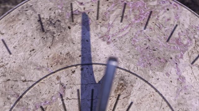 Sundial full day timelapse animation from morning to night, 3d render