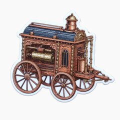 Antique Steam-Powered Vehicle Illustration