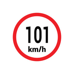 Speed limit sign 101 km h icon vector design illustration