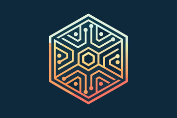 Beautiful Geometric Circuit Forming Hexagon Bold Creative Visual