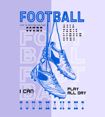 hand drawing Football boots illustration. soccer tee shirt sweatshirt vector artwork. sporty fashion graphics. © sumonsharif