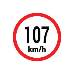 Speed limit sign 107 km h icon vector design illustration
