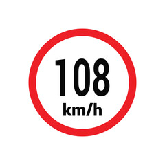 Speed limit sign 108 km h icon vector design illustration