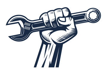 Crisp Mechanical Hand Holding Wrench Bold Indus Premium Digital Asset