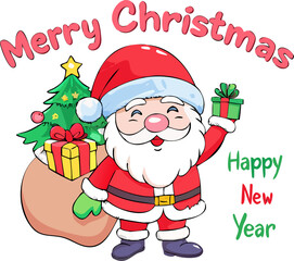 santa claus with christmas tree