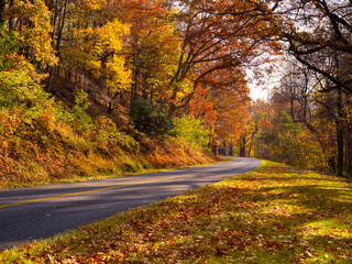 Beautiful tranquil autumn scene on the Blue Ridge Parkway in Virginia, USA