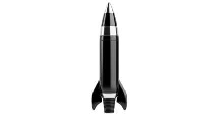 Missile with Fins on Transparent Background