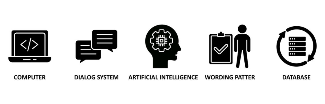 Chatbot banner web icon vector illustration foricon of computer, dialog system, artificial intelligence, wording patter and database