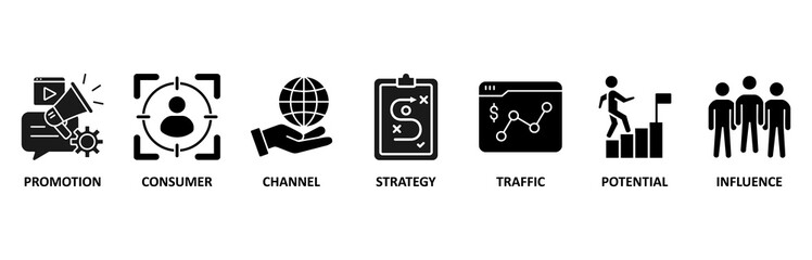 Lead generation banner web icon vector illustration foricon of promotion, consumer, channel, strategy, traffic, potential and influence