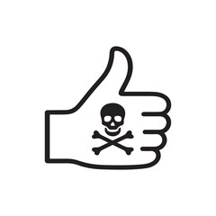Thumbs up icon mixed with a skull and crossbones danger symbol