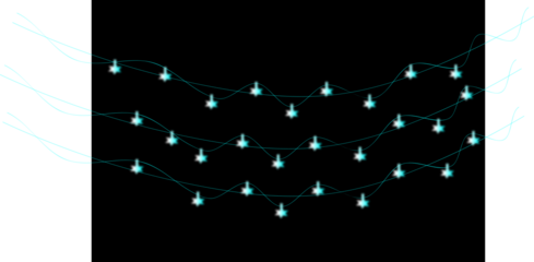 Skyblue christmas lights string isolated on transparent background