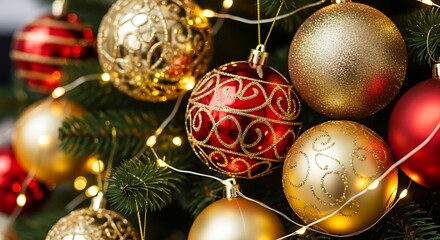 Elegant Red Gold Christmas Ornaments Festive Tree Decor