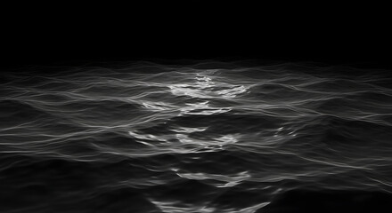 Dark ocean surface reflecting moonlight with ripples and waves