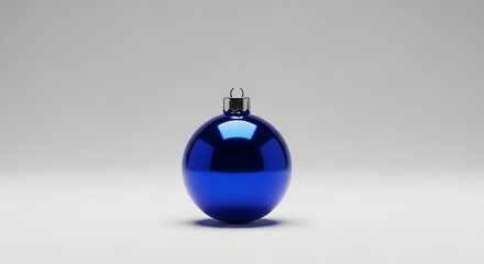 Shiny Blue Christmas Ornament on White Background