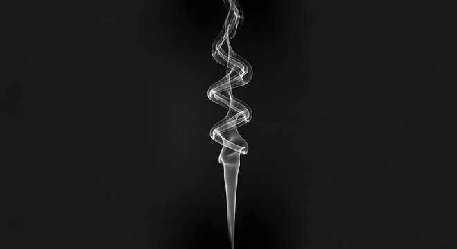 Wispy ethereal smoke plume swirling upwards against a stark black background