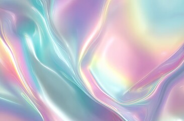Obraz premium Iridescent flowing material, smooth and vibrant, showing pastel gradients