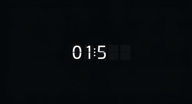Digital countdown clock with white numbers on a black background