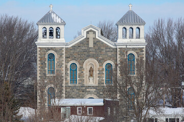 L'&eacute;glise Sainte-Genevi&egrave;ve-de-Batiscan en hiver, Qu&eacute;bec, Canada.