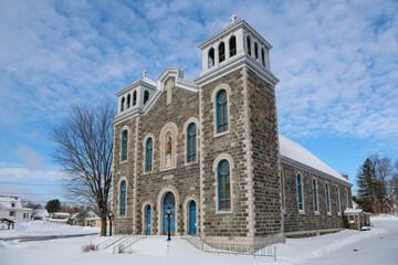 L'&eacute;glise Sainte-Genevi&egrave;ve-de-Batiscan en hiver, Qu&eacute;bec, Canada.