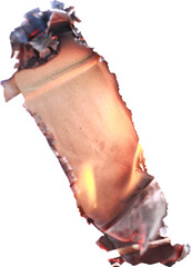 burning paper on transparent background